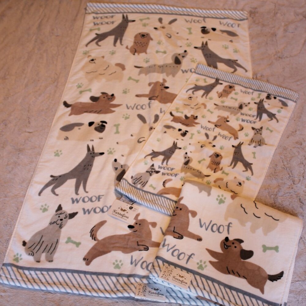 Kassafina Dog Bath Towel Set NWT